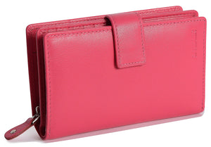 SADDLER HOLLY Leather Mid-Size Purse - 8 Card Slots, ID Windows, and rear Zip Pocket - RFID Protected